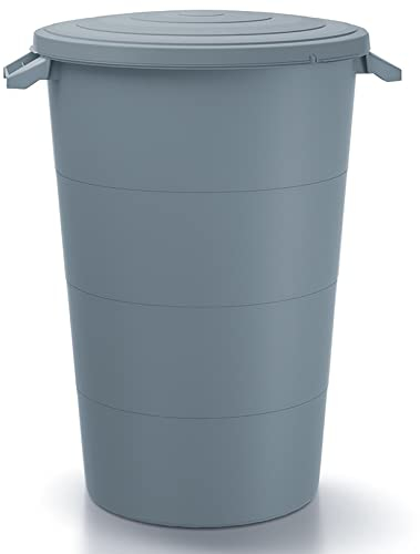 R.G. Gartenabfallbehälter Gartentonne Mülltonne Abfalltonne Universaltonne Regenwassertonne Regentonne 80L (Grau)