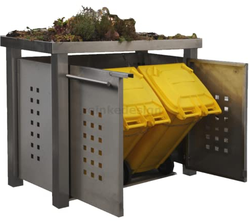 Edelstahl Mülltonnenbox für 2 Tonnen 240L mit Pflanzenwanne EW-22T, Mülltonnenhaus Mülltonnenverkleidung
