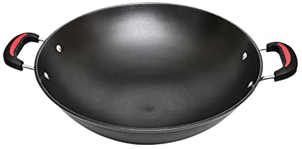 YYUINU Wok en fonte, casserole en fonte, convient pour cuisinière à gaz, 50 cm
