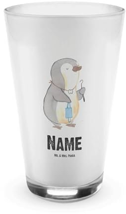 Mr. & Mrs. Panda Personalisiertes Glas Zahntechniker Herz - Personalisierte Geschenke, Bierglas Mit Gravur, Trinkglas Namen, Cocktailglas, Weinglas, Geschenk, Nachhaltiges, Schnapsglas
