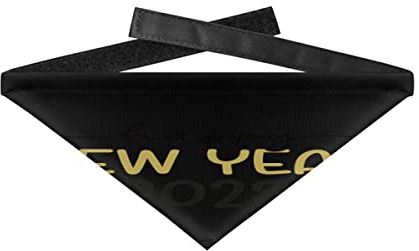 Happy New Year - Hundehalstuch mit Klettverschluss -32-38cm-S-Black