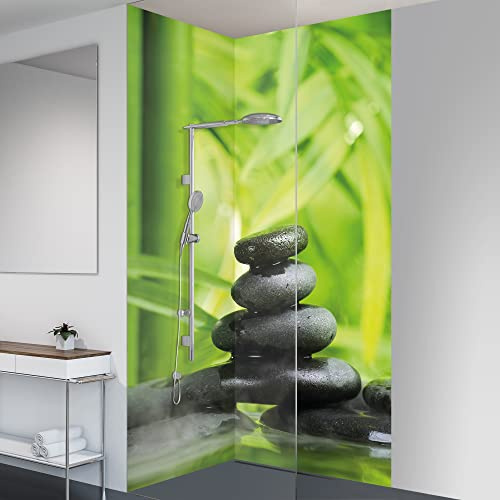 yourplate Duschrückwände mit individueller Größe (2 Rückwände – Premium Nano Glanz – bsspa04) – Duschrückwand Alu mit Feuchtigkeitsschutz – Rückwand Dusche zur einfachen Montage