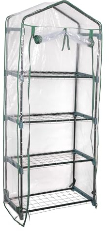 Hersig - Invernadero pequeño balcón,terraza,Jardin 4 estantes | Mini Huerto Urbano Transparente y Verde 70x30x160cm