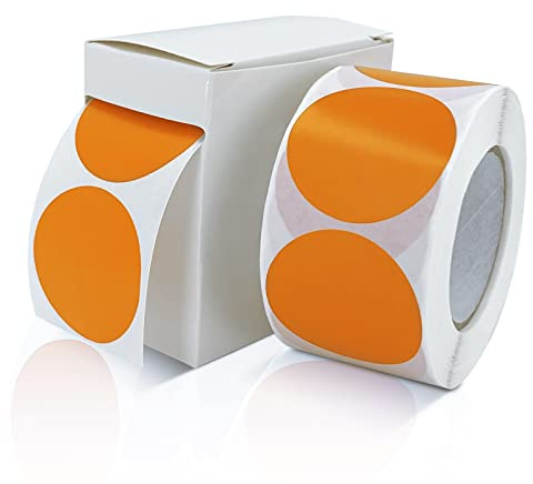 Runde Aufkleber 38mm Orange Selbstklebend Rolle kleine Klebepunkte | Etiketten, Farbkodierung, kreise Sticker, Ablösbare, Wetterfest, Mit Spenderbox 500 Stück