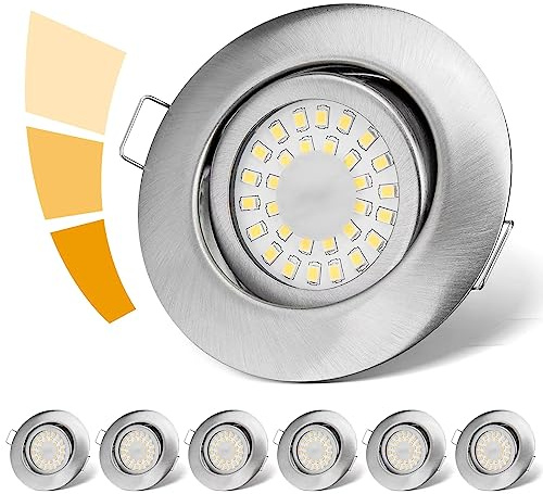 LED Einbaustrahler 230V Flach Dimmbar LED Spots 3 stufe Dimmbar 6W IP44 Bad Einbauleuchten Deckenspots Deckenstrahler,Neutralweiß 4000K Schwenkbar Einbauspots für Badezimmer Küche Wohnzimmer,6er Set