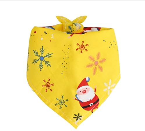Wambere Haustier Bandanas Weihnachts Hunde Bandana Kopftücher Hundehalstuch Dreieckstuch Hundelätzchen Hundehalstücher Weihnachten Halstuch Deko für Kleines Mittelgroß Hund Haustier,Gelb,L-62×43×43cm