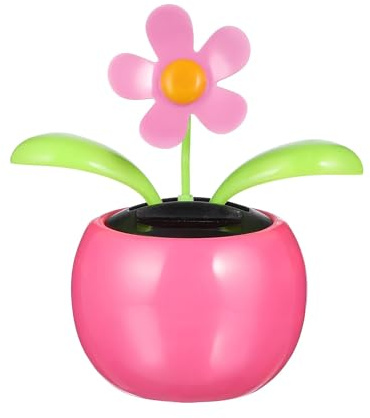 YDEROD Solar Powered Swinging Dancer Toy in Colorful Pot, Fun Solar Dancing Flower Decoration for Car Dashboard, Office Desk, or Windowsill Decor (A-Pink)