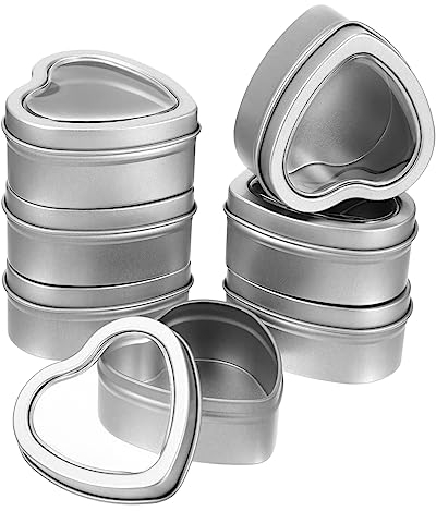 CIMAXIC 12stücke Herzförmige Metalldosen Mit Transparentem Deckel Leere Aufbewahrungsboxen Für Kerzen Süßigkeiten Und Schätze Als Oder Dekoration Geeignet