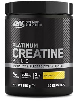 Optimum Nutrition Platinum Creatine Plus, Advanced Food Supplement to Increase Power and Performance, with Aquamin Magnesium for Electrolyte Balance, Pineapple Flavour, 50 Servings, 350 g