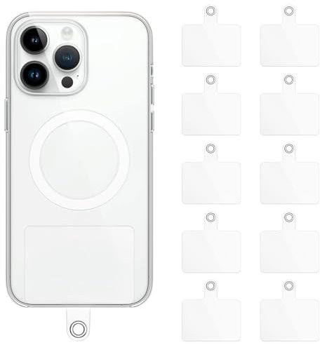 UKOFEW 10 Piezas Parche de Cordón para Teléfono,Correa de Cordón para Teléfono Celular con Anillo de Metal,Parche para Teléfono Móvil para Cordón de Teléfono Accesorios