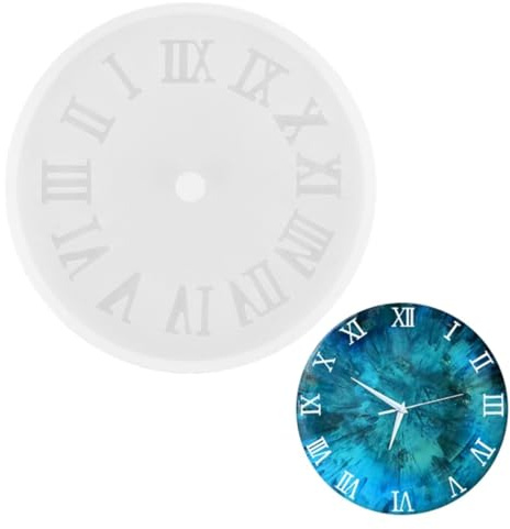 LQIOACU Moule Resine Epoxy Chiffres Romains, Moule Epoxy, pour Loisirs créatifs, Horloge en Silicone Liquide, Outils de Fabrication de Bijoux, pendentifs, Chiffres Romains, 10.4cm