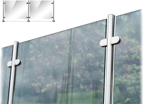 Colour2Glass Glass Balustrade Panels & Post System, 10mm Thick Toughened Glass and 316 Grade Stainless Steel Glass Balustrade Posts with Glass Clamps and Rubbers - 1000 x 1000mm