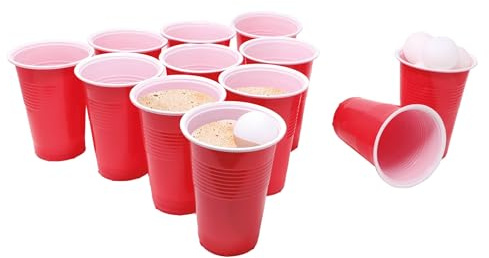Jeu de beer pong avec gobelets et balles - Rouge - Taille Unique