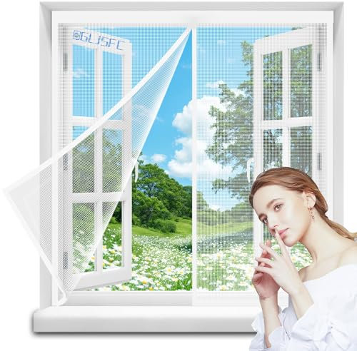 Fliegengitter für Fenster als Rollo, 95x220cm Anti Moskito Fliegengitter, Insektenschutzrollo Fliegengitterrollo für Terrassentür Wohnzimmer Balkontür Weiß