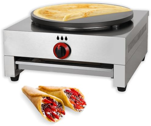 Naturalpowev Sartén para Crepes Antiadherente, máquina para Hacer Crepes a Gas Comercial con ajustes de Temperatura Ajustables, Plancha de 16 Pulgadas y crepera para Cocineros Roti, Tortillas