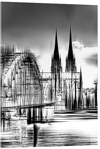 Posterlounge Kölner Skyline in Schwarz/Weiß Acrylglasbild von Städtecollagen 13 x 18 cm Schwarz-Weiß Wandbilder Wanddeko