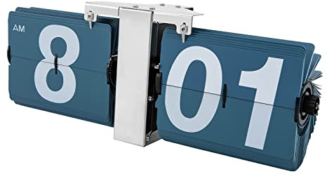 lkoewqzamx flip Clock, Retro flip Clock, Wall Clock, Tabletop Flip Clock, Battery Operated, Digital Display Screen, Wall-Mounted/Table-top, High Accuracy, Two Types of Installation (Blue)
