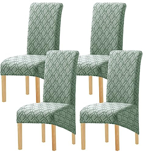 MINGPINHUIUS Stuhlhussen, hohe Dehnbarkeit, für Esszimmerstühle, hohe Rückenlehne, XL, 4er-Set, Esszimmerstuhlhussen für Esszimmer, Hochzeit, Hotel, Bankett, Party (Grün)