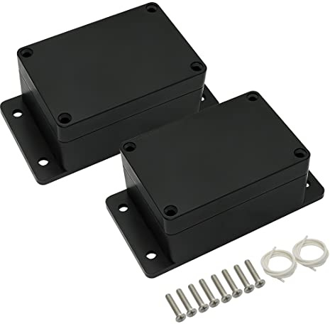 LMioEtool Abzweigdose, wasserdicht und staubdicht IP65, universelles Elektronikgehäuse aus ABS-Kunststoff, Schwarz mit Befestigungsohren, 100 x 68 x 50 mm (2 Stück)