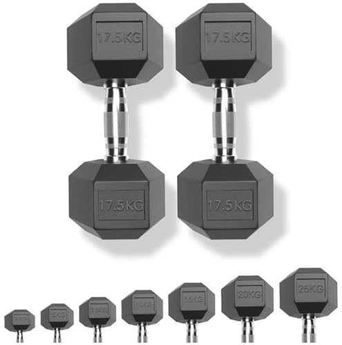 Chase Fitness Rubber Hex Dumbbell Choice from 2.5KG - 30KG