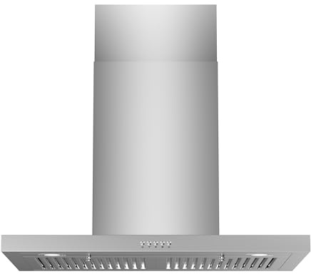 FIREGAS Wall Mount Range Hood 30 Inch, 600 CFM Ducted/Ductless Convertible Stainless Steel Kitchen Vent Hood with 3 Speed Fan, LED Lights and Push Button Control