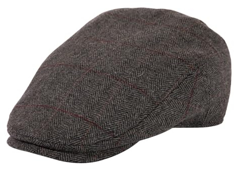 TOP-EX L/XL/XXL/XXXL glidande mössa herr ullblandning platt keps Newsboy skärmmössa baskermössa vintage keps barrett Ivy Gatsby Cap Tweed Beret Peaked Caps, Pläd mörkgrå, XXL