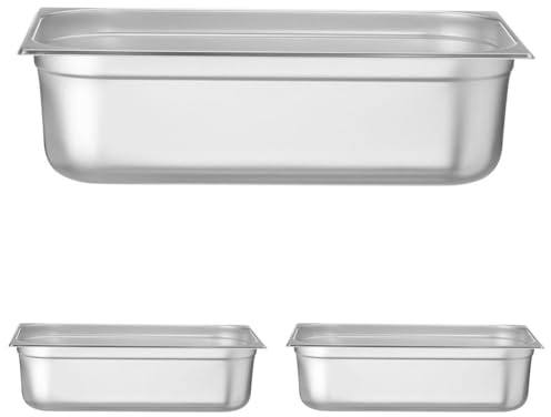 HENDI Bac Gastronorme, GN 1/1, résistance thermique -40 °C à 300 °C, utilisable dans des fours à convection, des réfrigérateurs, des bain-maries, des chafing dishes, 21L, 530x325x(H) 150mm, inox