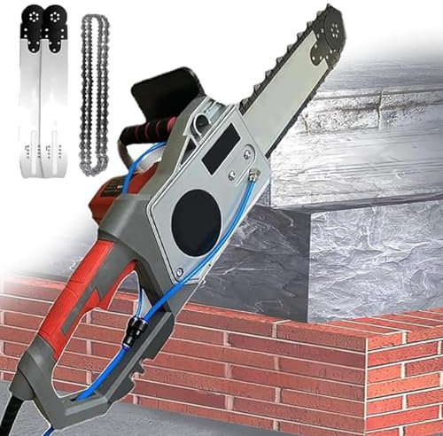 13,8/18,9 Zoll Elektrische Betonsäge mit wassergespeister Staubunterdrückung, Elektrische Betonsäge Betonschneider, Betonsäge mit 2 Diamantketten, für Granit, Porzellan, Holz, Beton, Stein,480