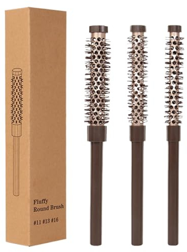 Peigne à Rouleaux De Styling - Réparé À Poils Ronds Compacts, Brosse À Boucler | Enveloppe Ronde Résistant à la Chaleur Avec Poignée Ergonomique, Levage Racines Et Définition De La Barbe