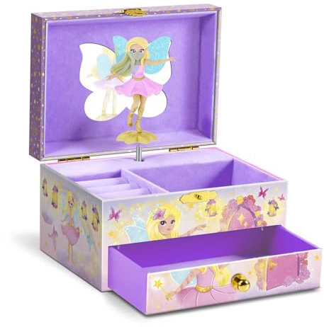 CRAZE MUSIK BOX Fairy | Speldosa med melodi, smyckeskrin för flickor med roterande fe, spegel och låda