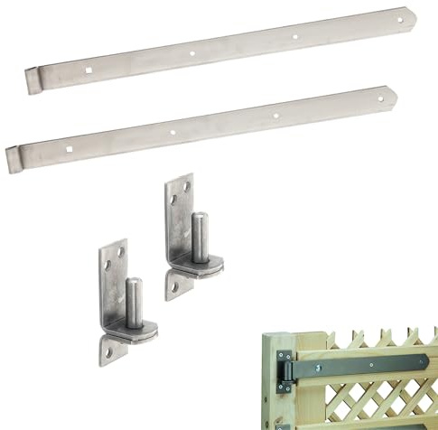 siwitec Ladenband 600 mm, 2er-Set mit engen Kloben, Ø13 mm, Edelstahl, gerade/abgerund, witterungsbeständig, Torband, Türband Gartentor, Torscharnier