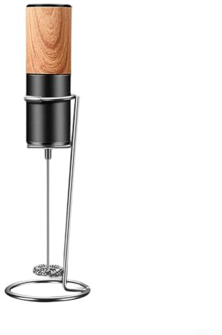 Mousseur à lait en acier inoxydable pour latte, matcha, protéines (bois)