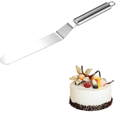 HUVZOR 1 pièce Spatules de Cuisine, Spatules à Glaçage Coudées en Acier Inoxydable, Spatule Sucrée Pour Glaçage de Gâteaux, Chef Décorant Des Gâteaux Spatule Pour Glaçage（12.79 in）