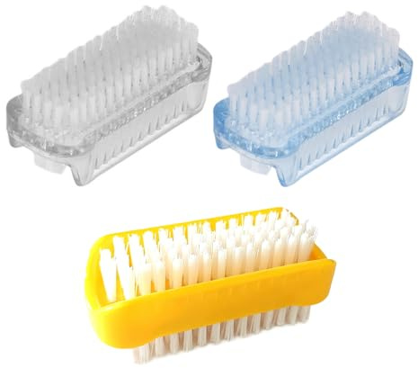 Zegnuem Cepillo de uñas, 3 unidades, resistente, cepillo de lavado de manos, pequeño, transparente de doble cara, cepillo exfoliante para uñas, para limpieza, uñas a mano, cepillo de pies, superficies