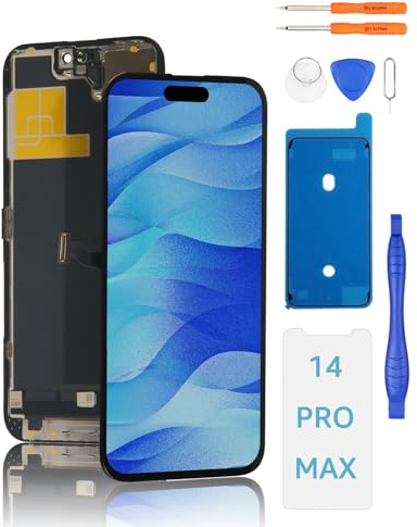 Yodoit für iPhone 14 Pro Max 6.7 Zoll LCD Display FHD Touch Bildschirm Digitizer mit Reparatur Kit, Schutzfolie, Kompatibel mit Modell A2651, A2893, A2896, A2895, A2894