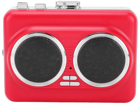 XUMIUZIY Kassettenspieler, Tragbarer USB-Digital-MP3-Konverter mit Integriertem Lautsprecher und 3,5-mm-AUX, für Kopfhörer, Autoradio, Smartphone-MP3-Player (Rot)