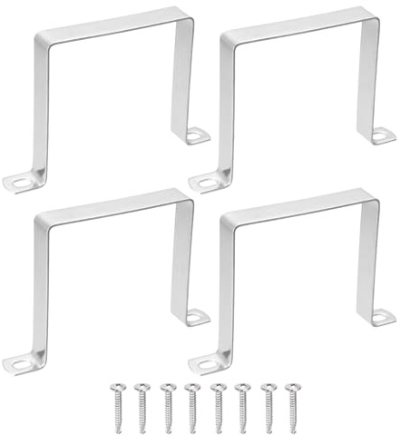 sourcing map Lot de 4 colliers de serrage carrés en forme de U, 100 x 100 mm, support en forme de U en acier inoxydable 304 avec tête cruciforme, vis auto-perceuses pour tuyaux, porte, barre fermée
