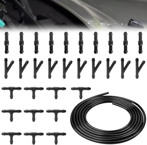 3m Scheibenwaschanlage Schlauch Kit Mit 30 Stück Schlauchverbinder 4mm,Wischwasserschlauch Reparaturset,Scheibenwaschanlage Schlauch,Für Scheibenwaschanlage Verbindung Auto-Wasserpumpe Und Düse