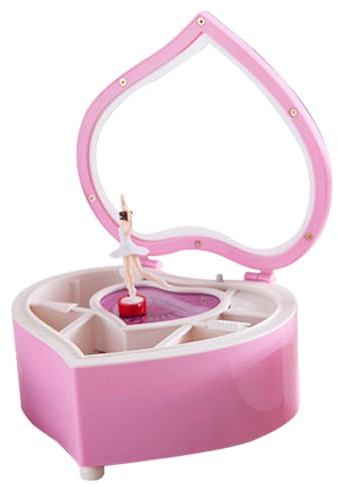 Portagioie per ragazze – Scatola portaoggetti, carillon con ballerina per bambini con specchio, statuetta di danza girevole | Regalo di compleanno per bambine, collane, bracciali