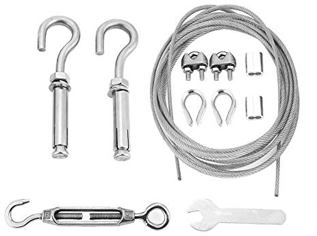 Fyearfly Kit de fil à linge : acier inoxydable A2-70, 8 m, corde à linge robuste avec tendeur, crochets, fixations, résistant à la corrosion – Séchage à linge intérieur/extérieur