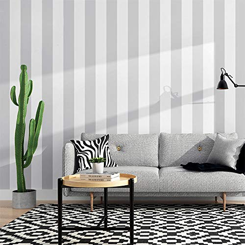 YangYun Home Decoration Moderno Minimalista Verticale A Righe Stile Industriale Nordic Fashion TV Sfondo PVC Non Incollato Carta Da Parati Grigio Chiaro Bianco 1.73 'W x 32.8' L