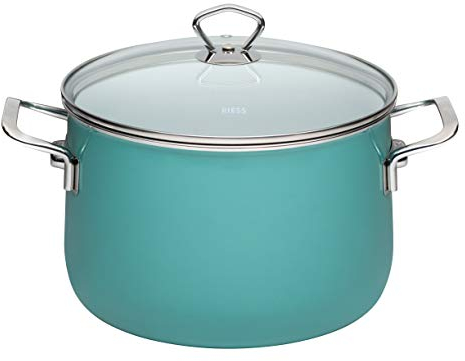Riess, 0705-110, Fleischtopf mit Glasdeckel 24, Nouvelle - Nature Green EXTRA STARK, Durchmesser 24 cm, Höhe 23.5 cm, Inhalt 6.5 Liter, Emaille, grün, Induktion