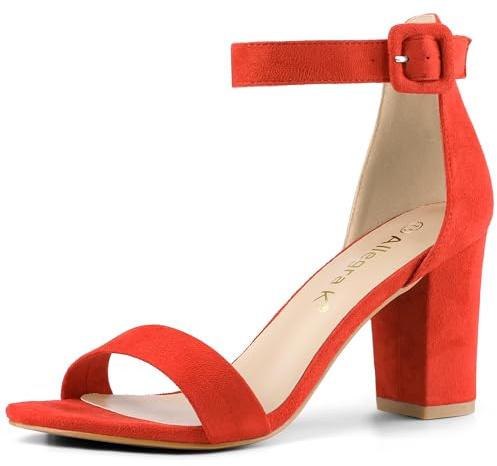 Allegra K Sandalias de tacón alto con hebilla y correa al tobillo para mujer, color Naranja, talla 42 EU