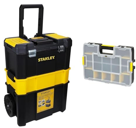 Stanley STST1-80151 Essential Rollende Werkstatt, Belastbarkeit bis zu 20 kg & Werkzeug-Organizer Sortmaster