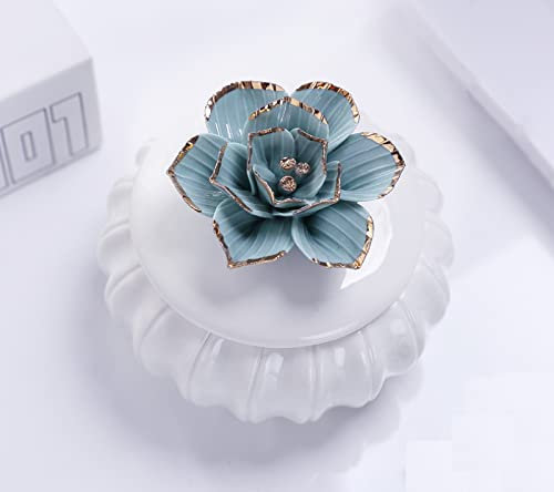 TURSGYZ Boîte de Rangement en céramique Ronde Blanche Pivoine Bleue Rose Pot de Stockage de Fleurs conteneur Table décoration de la Maison Cadeau