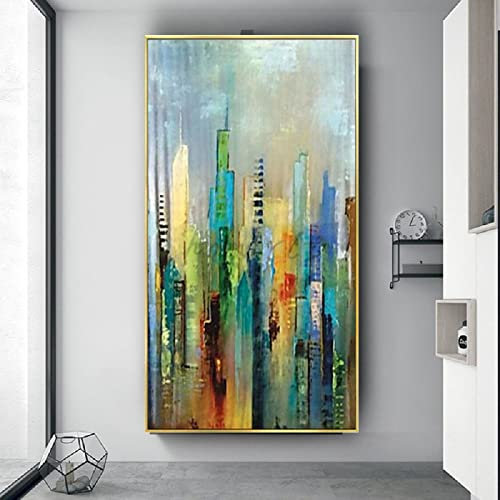 Abstraktes Retro-Grün-Gold-Ölgemälde Moderne nordische Leinwand-Wand-Kunst-Bilder Moderne Mode-Gemälde-Dekor-Wohnzimmer 80x160cm(32x63in) mit Rahmen