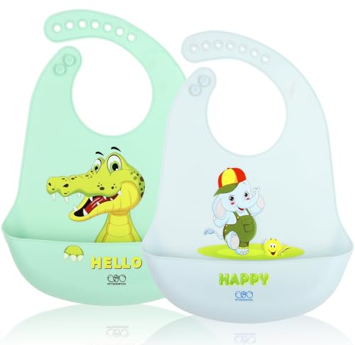FIFTYSEVENFACES 2 Bavaglini Silicone Impermeabili con Tasca Raccoglipappa