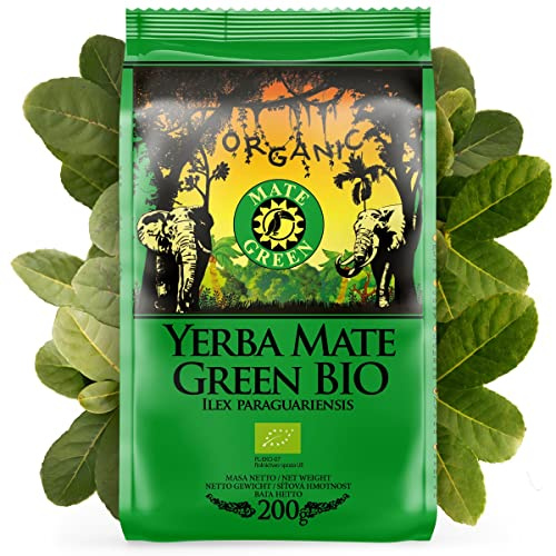 Mate Green Mate Tee Bio | Yerba Mate Bio 200g | Organisher Lose Blätter | 95% große Blätter 5% Stöcke | Traditionell geerntet, ohne Rauch getrocknet | Brasilianischer Mate-Tee aus Rio Grande do Sul