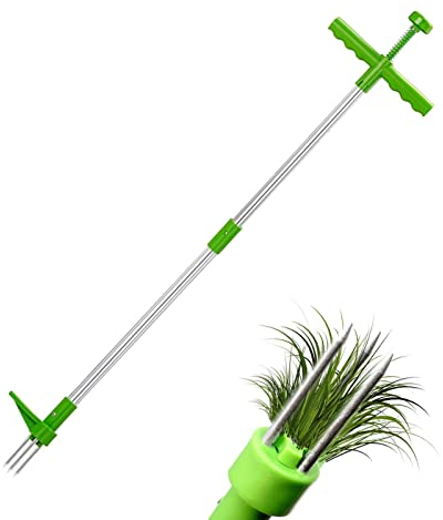 Unkrautstecher, Aluminium Löwenzahnstecher, Manueller Stand-up Weeder mit Stahlkrallen, Entfernen von Unkraut ohne Bücken, Lange Griff Wurzel Entfernung Werkzeug für Löwenzahn, Gartenunkräuter