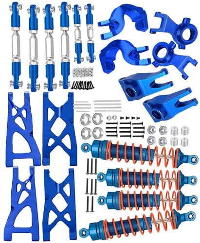 hopsupRC Upgrades Part for 1/10 Arrma Senton/Granite 4X4, Alloy Front Rear Shocks&A Arms&Front Steering Block Knuckles & C-Hubs Caster Blocks & Rear Hubs&Adjustable Turnbuckles Camber Links,NavyBlue